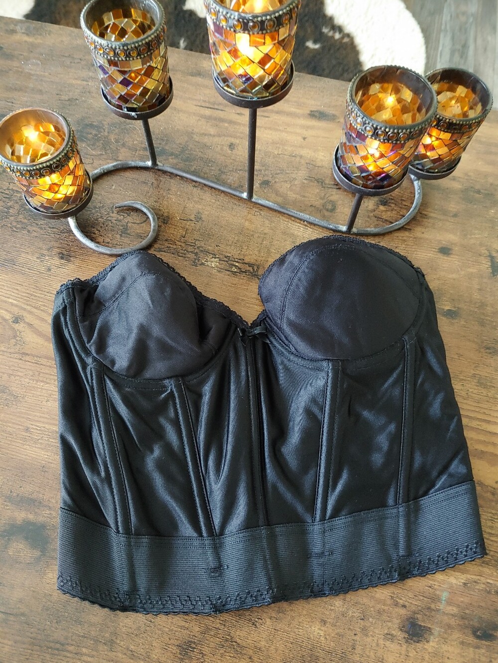 NWOT Youthcraft Black 36C Lined Underwire Strapless Corset Style Long line Bra